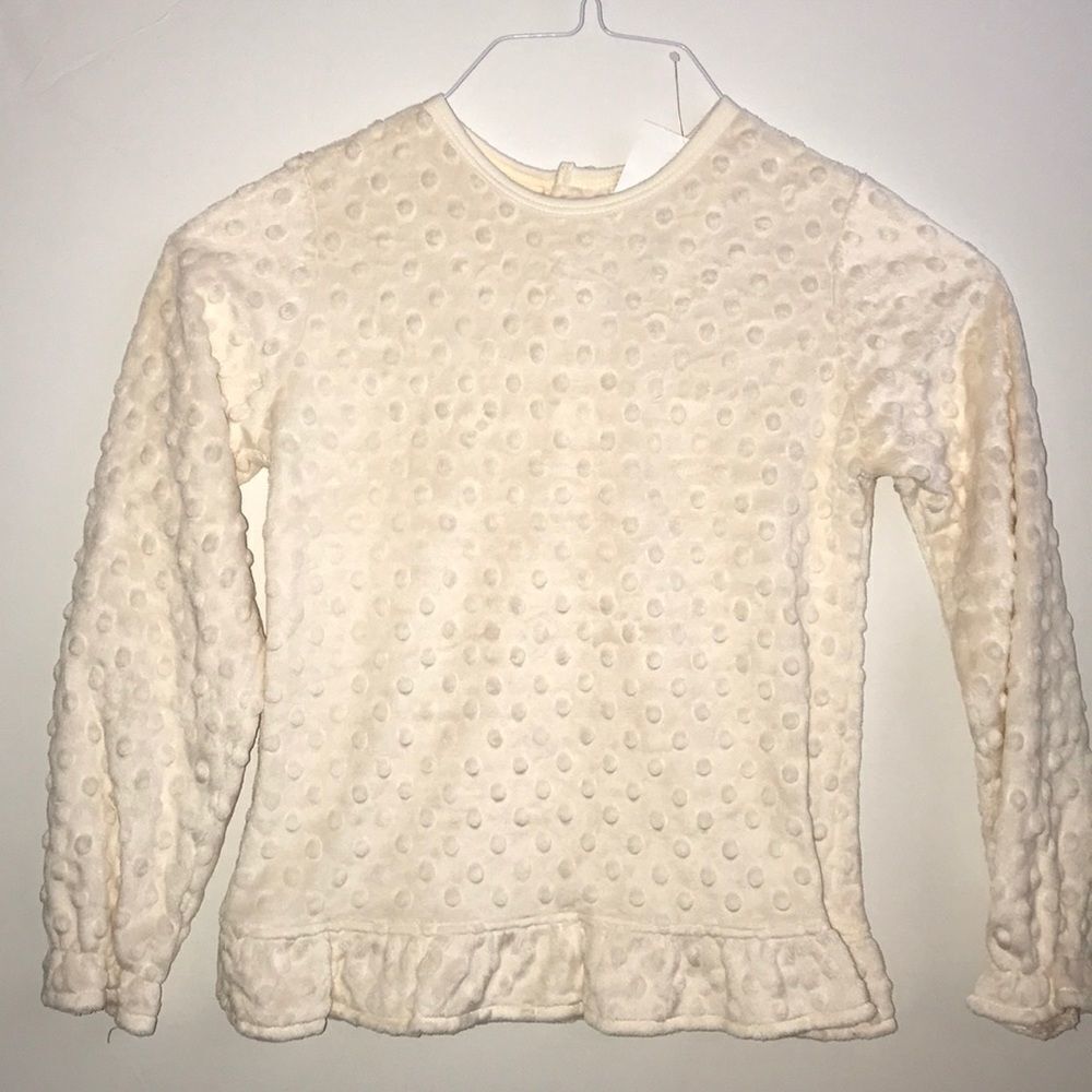 Chez Ami Dimple Velour Top, ivory, girls size 7.